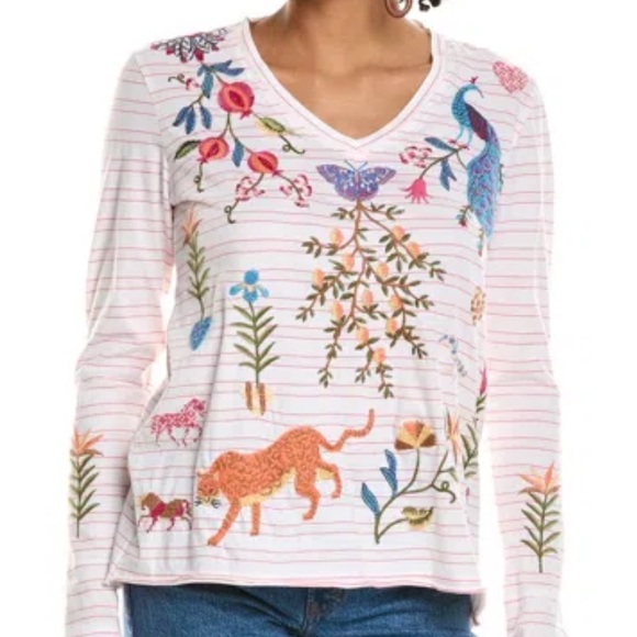 Johnny Was Tops - Johnny Was Adele embroidered long sleeve tee